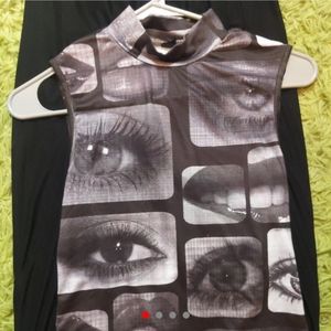 Sz Small mock neck cropped eyeball tank